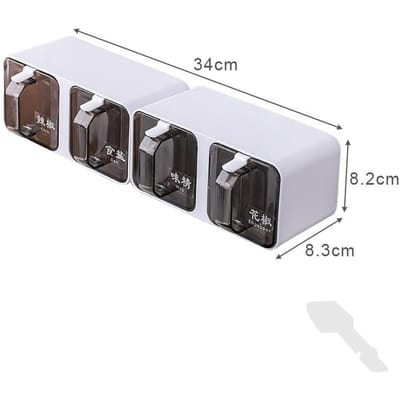 Wandmontage Kruiden Organizer Doos Set Zoutstrooier Specerijenrek Compartiment Opbergdoos Suikercontainer Pot met Lepel voor Keuken white