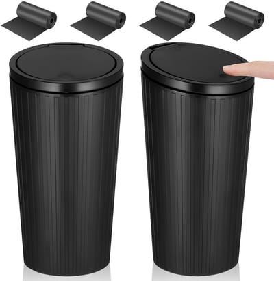 Set van 2 Afvalbakken met Deksel, Draagbare Mini Prullenbak voor 4 Wielen, Waterdichte Afvaloplossing voor Thuis en Kantoor