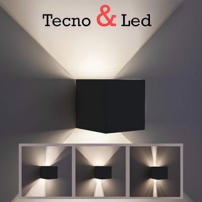 Zwarte LED Wandlamp Kubus 12W Dimbaar IP65 Waterdicht Voor Binnen en Buiten