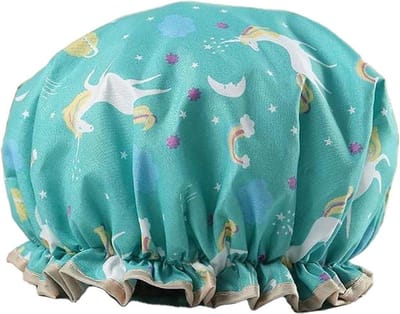 Douchemuts - Douchekapje - Haren Droog Houden - Waterafstotend - 27cm Diameter - Unicorn Print