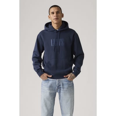Levi's Relaxed Graphic Po Ssnl Serif 4 Navy Bla Size: S | Hoodies Outlet | Heren | Blauw