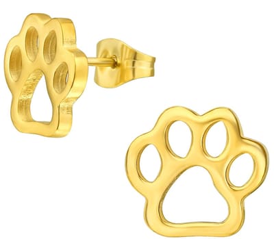 CS Joy - Dierenpoot oorbellen - Chirurgisch staal - 11 x 10 mm - ip/pvd gold plated - poot afdruk