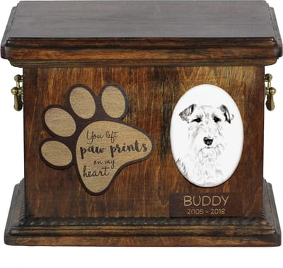 Persoonlijke urn voor hondenas - Fox Terrier met foto
