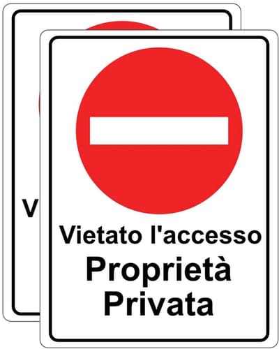 Allecto - 2 stuks Sign Private Property label - Zelfklevend vinyl - Outdoor waterdicht - Geel - Veiligheidslabel - Ideaal voor tuin en terrein -