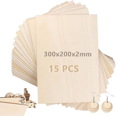 15x A4 Blanco Balsa Hout Platen 2mm Dik voor Schilderen en Knutselen