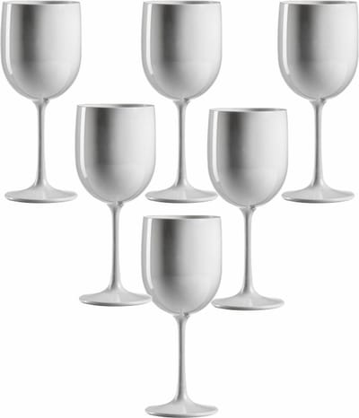 Plastic wijnglazen wit 48cl Onbreekbaar - 6 stuks