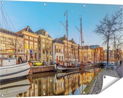 Gards Tuinposter Groningen Hoge der A Haven - 120x80 cm - Tuindoek - Tuindecoratie - Wanddecoratie buiten - Tuinschilderij