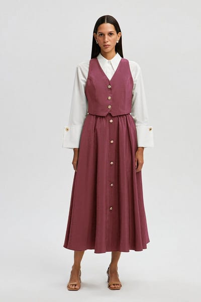 Touché Privé - Cupra set van gilet en rok - Roze - Dames