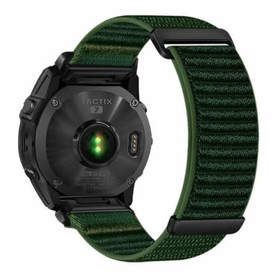 By Qubix - Geschikt voor Garmin bandje - 20mm Quickfit - Nylon Sport Loop bandje - Donkergroen - Geschikt voor Garmin Fenix 7s/6s/5s / Instinct 2s / Epix Pro Gen 2 (42mm)