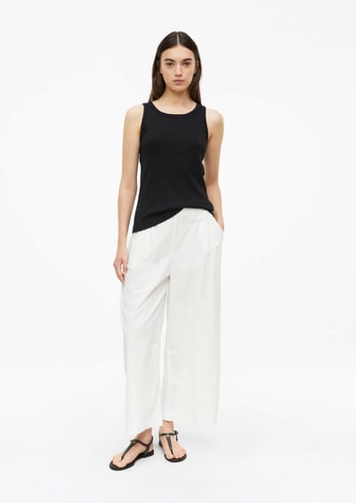 Hoge taille lichte popeline culotte broek voor vrouwen s.Oliver