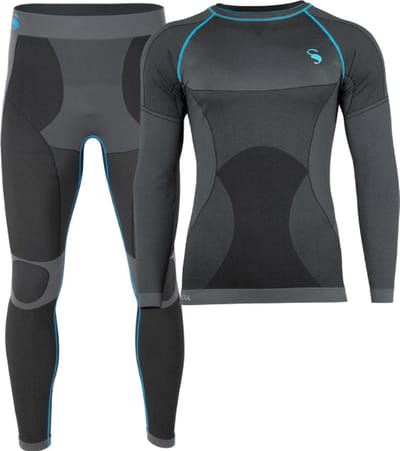 Performance heren sportset - Sportshirt met lange mouwen - Lange sportbroek - Zwart/Grijs - Maat S/M