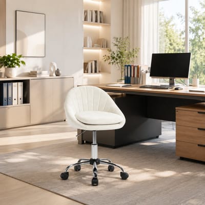 Bureaustoel - Draaibare bureaustoel - Make-upstoel - Computerstoel - Ergonomische Bureaustoel - Met rugleuning - Ontspanningsstoel - Beige