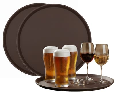 Gerimport Horeca Dienblad - 6x - antislip - bruin - kunststof - D40 cm