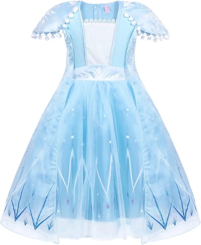 Prinsessendroom - Elsa jurk klassiek - 134/140 (140) 8/9 jaar - Prinsessenjurk - Verkleed kleding - Feestjurk