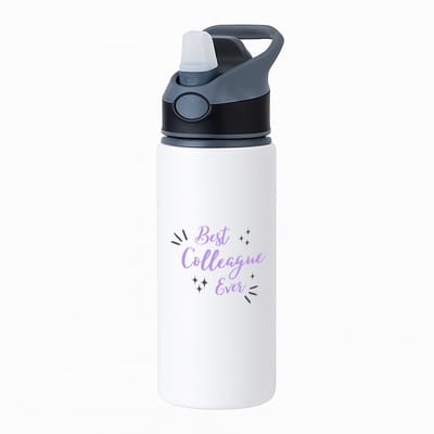 Hacebo® - best colleague ever waterfles met rietje zwart - Collega - een collega - werk - afscheidscadeau - verjaardagscadeau - kado - water fles - 650ML