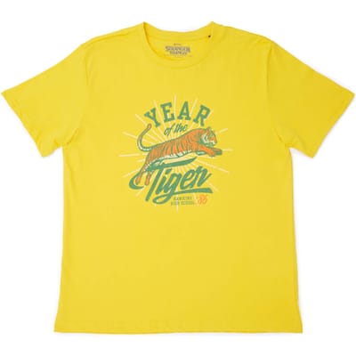 Stranger Things Year Of The Tiger T-Shirt - Geel - S