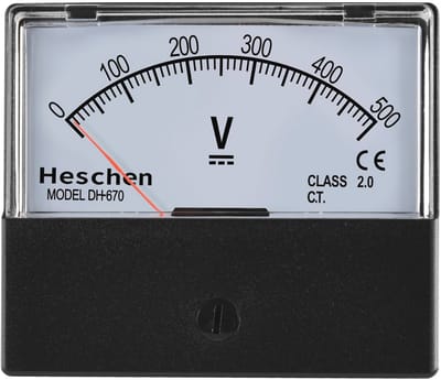 Analoge Voltmeter Rechthoekig Paneel 0 tot 500 V DC