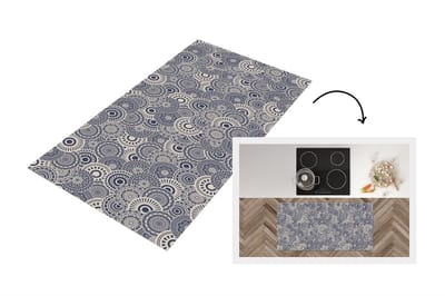 Keukenloper 120x60 cm - Keukenmat vinyl Mandala - Blauw - Patroon - Keukenmatten loper - Keuken vloerkleed tapijt