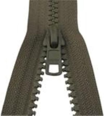 YKK - DUBBEL DEELBARE RITS - LEGER GROEN - 70 CM - BLOKTANDJES.