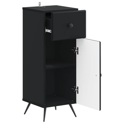 vidaXL - Badkamer - Opbergkast - BREDA - Zwart - 30 - x - 31 - x - 80 - cm - Bewerkt - hout
