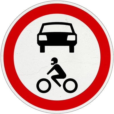 Gesloten voor motorvoertuigen bord - C12 | Sign Again materiaal | 10 cm