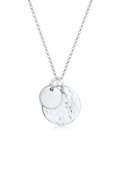 Elli - Halsketting - Dames Plaatje Munten Geo Organische Look in 925 Sterling Zilver - Dames