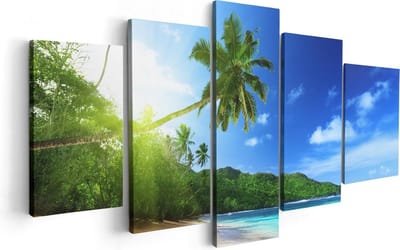Artaza Canvas Schilderij Vijfluik Strand Tijdens Zonsondergang In Seychellen - 100x50 - Foto Op Canvas - Canvas Print