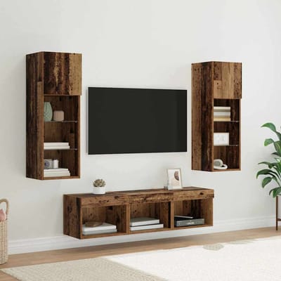 vidaXL TV Wandmeubels 5 st Zwart Eiken Bewerkt hout