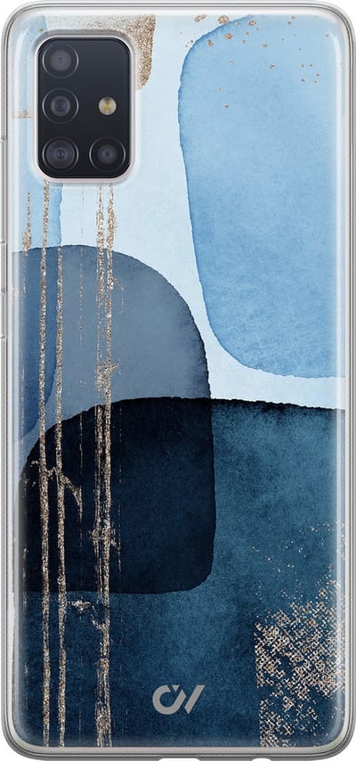 Hoesje geschikt voor Samsung Galaxy A51 hoesje - Blue Abstract Shapes - - Blauw - - Casevibes