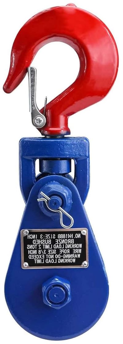 2 ton katrollen met draaibare haak en veiligheidshaken voor zware belastingen en diverse toepassingen met staalkabel lier en schacht 9 mm touw van staal - Beste Prijs en Kwaliteit