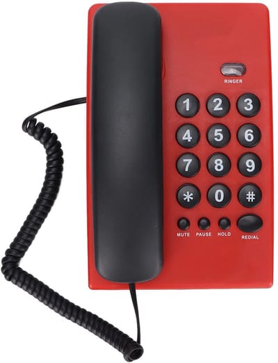 Allecto - Vaste Telefoon - Grote Knoppen - Batterijvrij - Rood - Bedrade Bureautelefoon - Kantoorhotel - Handset met Dubbele Magnetische Handset