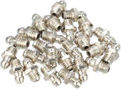 Dailygoods- Smeernippel 25 Stuks - M8 x 1,25 - Vernikkeld Staal - Rechte Hoek - Geveerde Kogelvergrendeling - Lange Levensduur - Smeernippelset