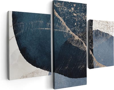 Artaza Canvas Schilderij Drieluik Abstracte Kunst - Marmer met Gloed - 90x60 - Foto Op Canvas - Canvas Print