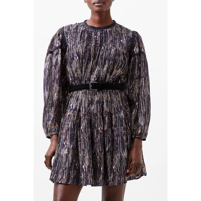 French Connection Carissa Lurex Jacquard Mix Drs Marine Size: 10 | Mini Dresses Outlet | Dames | Blauw