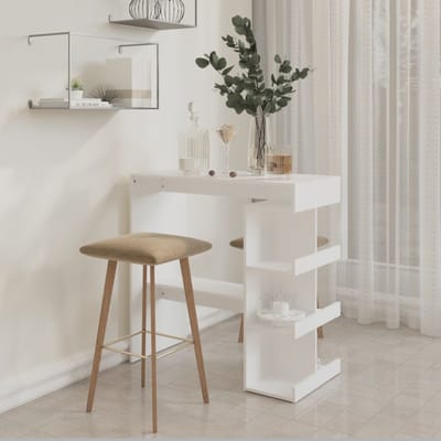 vidaXL - Bartafel - met - opbergrek - 100x50x101,5 - cm - bewerkt - hout - wit