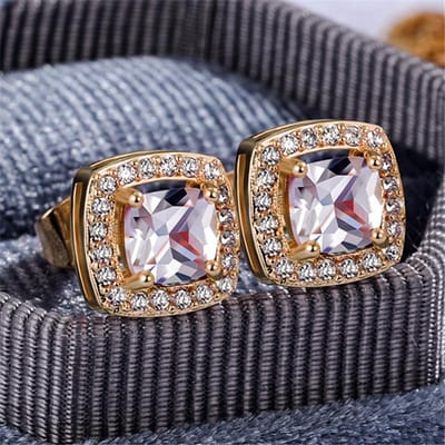 Boucles d'oreilles rondes à clous en cristal de luxe pour femmes, vintage, en argent sterling, bijoux de mariage, boucles d'oreilles en pierre de zircon blanc pour femmes white