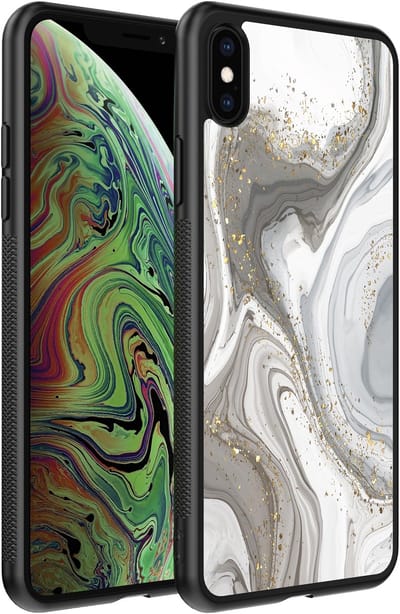 Smartphonica Telefoonhoesje geschikt voor iPhone Xs Max met marmer opdruk - TPU backcover case marble design - Zilver geschikt voor iPhone Xs Max