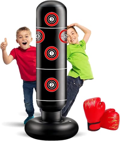 SnelShoppen - Kids Punching Bag 165cm Opblaasbare Bokszak voor Kinderen met Bokshandschoenen - Ideaal voor MMA, Karate, Taekwondo en Energie Vrijlaten