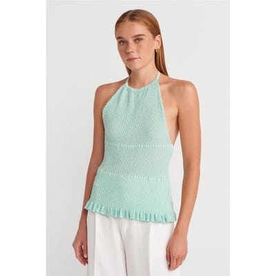 Slim Fit Halter-Neck Gebreide Blouse