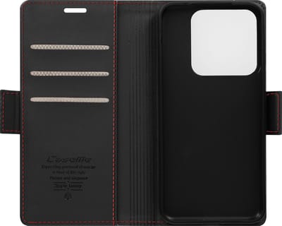 Caseme, Foliohoes Geschikt voor Xiaomi 14 Anti-RFID-kaarthouderflap Ondersteuning, Zwart