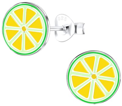 Joy|S - Zilveren citroen oorbellen - lime oorknoppen - 9 mm limoen