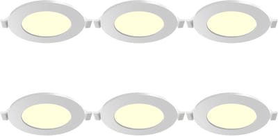 LED Downlight Inbouwspot Dimbaar 6 Stuks - Brinton Thin - 4W 280lm 120° Bundelhoek - Warm Wit 3000K - IP40 - Rond - Wit - Ø85mm Buitenmaat - Ø70mm Zaagmaat