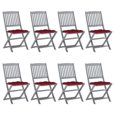 vidaXL - Inklapbare - stoelen - 8 - st - met - kussens - massief - acaciahout