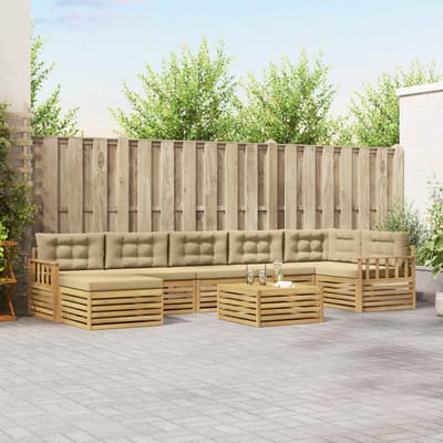 vidaXL - Buiten - bank - set - 8 - st - Wit - en - Beige