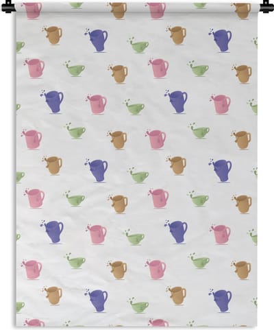 Wandkleed - Wanddoek - Patronen - Thee - Theekop - 150x200 cm - Wandtapijt