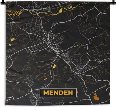 Wandkleed - Wanddoek - Stadskaart – Kaart – Menden – Gold – Duitsland – Plattegrond - 180x180 cm - Wandtapijt