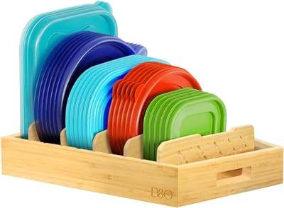 Thijox - Praktische Keuken Organiser met 5 Verstelbare Verdeelschotten, Herbruikbare Houder voor Deksels, Borden en Kommen - Ideaal voor Keuken, Koken