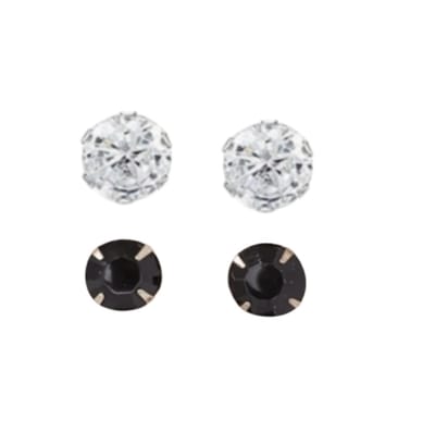 Magneet oorbellen -2 paar- wit -7 mm - geen gaatje- Charme Bijoux