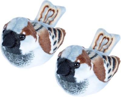2x stuks pluche huismus vogel knuffel 14 cm - knuffeldier - knuffelbeest