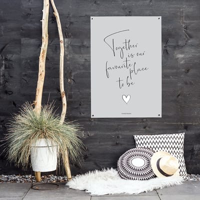 MOODZ design | Tuinposter | Buitenposter | Together is our favourite place to be | 70 x 100 cm | Grijs